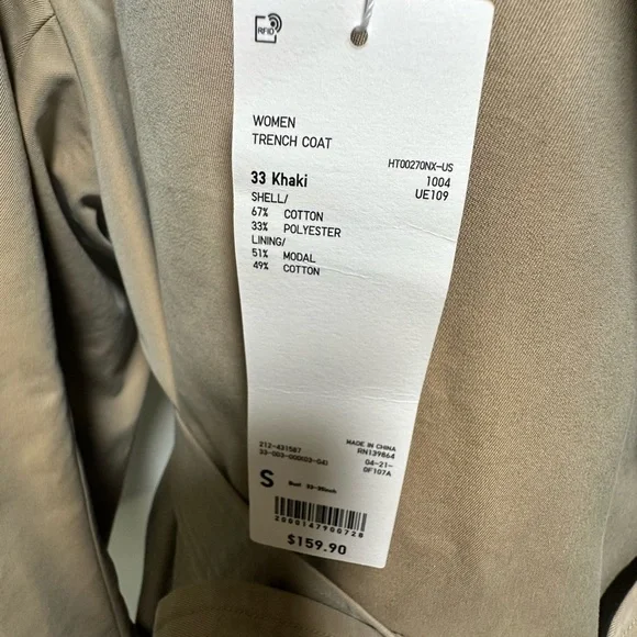 Uniqlo U *NWT* Elegant Tan Women's Trench Coat - Picture 8 of 13